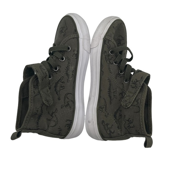 h&m Khaki Green Dinosaur High Top Sneakers Size 12 Toddler - Picture 7 of 9